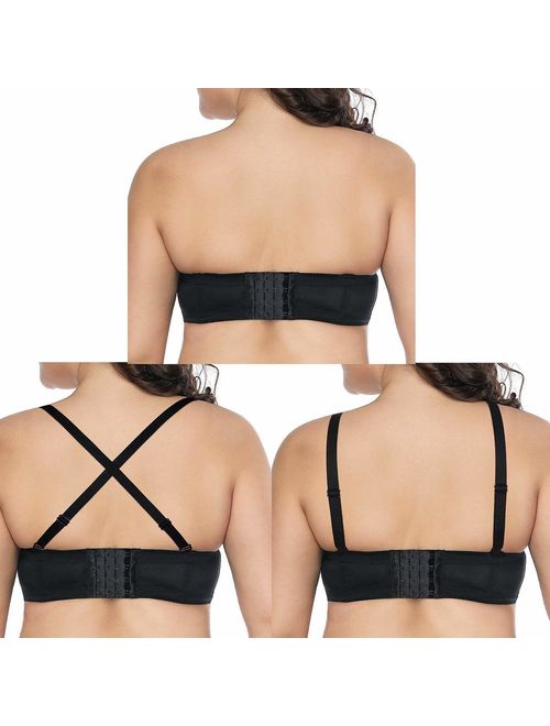 YBCG Strapless Convertible Multiway Underwire Bra with Clear Strap for Women