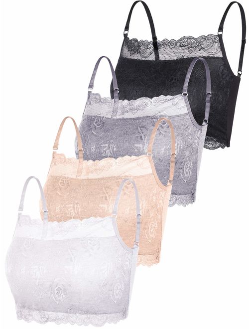 4 Pieces Women's Lace Cami Stretchy Half Cami Breathable Lace Bralette for Women Girls Supplies