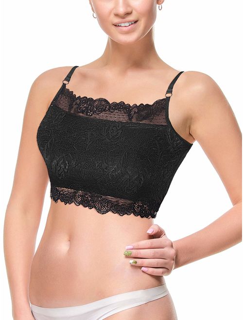 4 Pieces Women's Lace Cami Stretchy Half Cami Breathable Lace Bralette for Women Girls Supplies