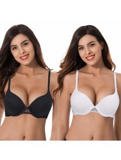Curve Muse Womens Plus Size Perfect Shape Add 1 Cup Push Up Underwire Tshirt Bra