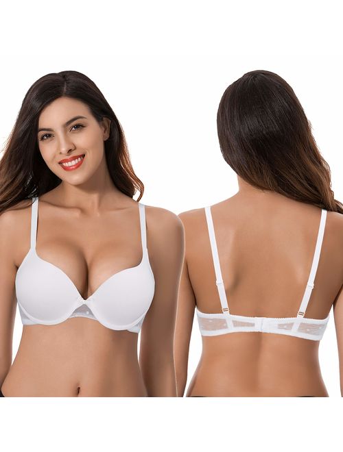 Curve Muse Womens Plus Size Perfect Shape Add 1 Cup Push Up Underwire Tshirt Bra