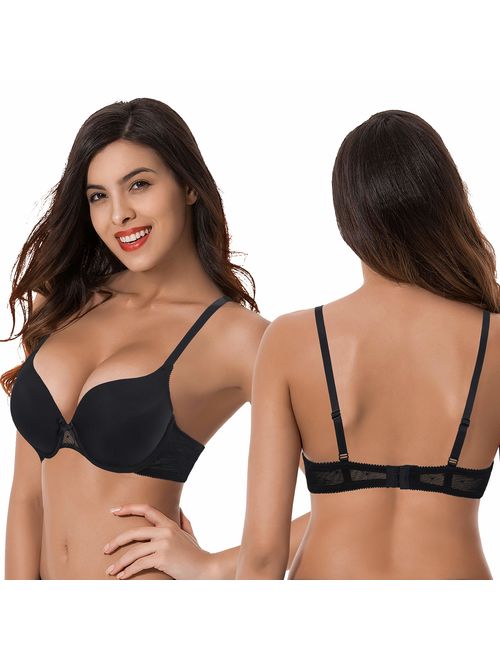 Curve Muse Womens Plus Size Perfect Shape Add 1 Cup Push Up Underwire Tshirt Bra