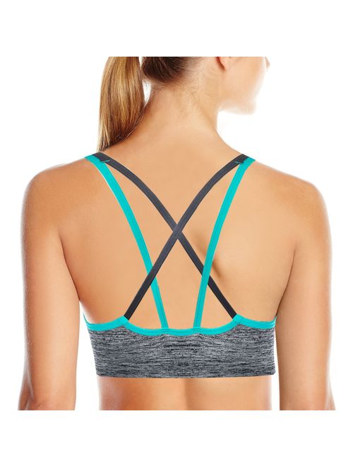 AKAMC 3 Pack Women/'s Medium Support Cross Back Wirefree Removable Cups Yoga Spor