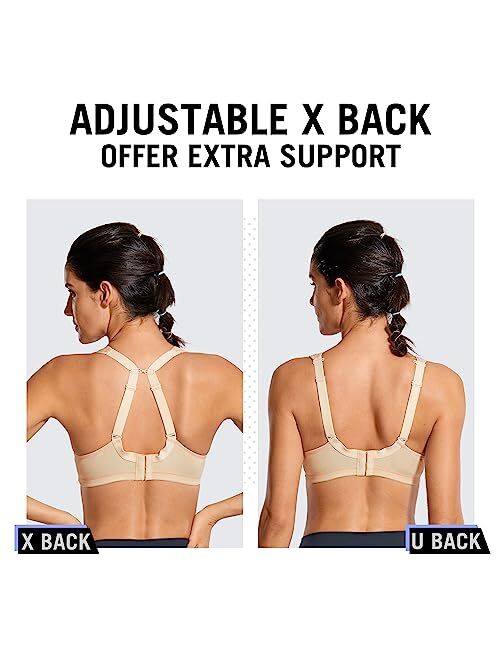 SYROKAN Women's Coolmax High Impact Underwire Padded Cup Full Figure Sports Bra