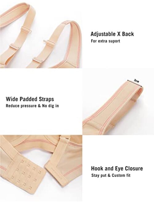 SYROKAN Women's Coolmax High Impact Underwire Padded Cup Full Figure Sports Bra