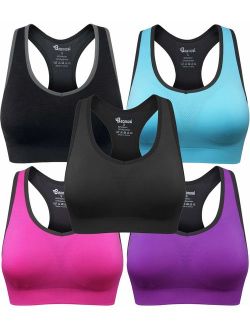 BAOMOSI Women Racerback Sports Bras - Padded Seamless High Impact Support for Yoga Gym Activewear Bra
