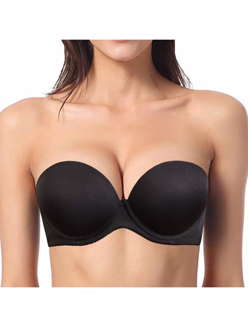 YBCG Push up Strapless Convertible Multiway Thick Padded Underwire Supportive Bra for Women's Wedding