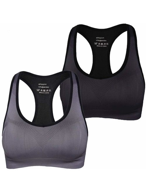 Wetopqueen Women Racerback Sports Bras, Padded Seamless Workout Gym Activewear Bra Support for Yoga Gym Workout Fitness