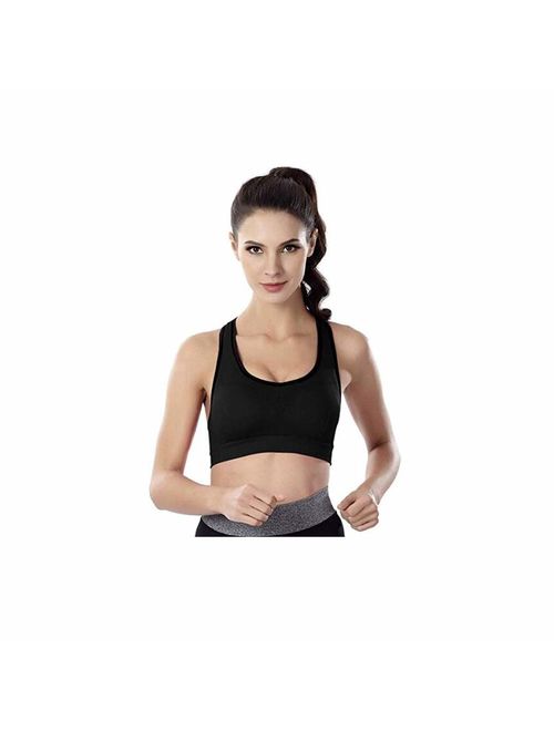 Barfen Women Racerback Sports Bras Padded Seamless High Impact Workout Yoga Gym Activewear Fitness Bra