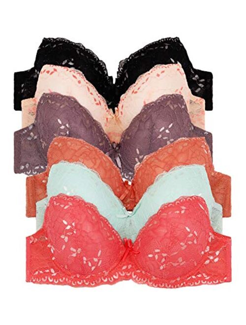 2ND DATE Women's Laced & Plain/Lace Bras (Packs of 6) - Various Styles
