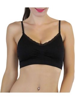 ToBeInStyle Women's Pack of 6 Nylon Wire-Free Convertible Padded Sport Bralettes