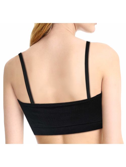 3 Pack Women's Seamless Wireless Triple Criss Cross Front Comfort Bralette with Removable Pads