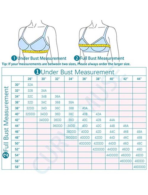 Curve Muse Plus Size Minimizer Underwire Unlined Bras with Embroidery Lace-3Pack