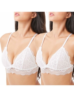 Lace Bralettes for Women Adjustable Strap Sexy V Neck Unpadded Wire Free Incomeplete See Through