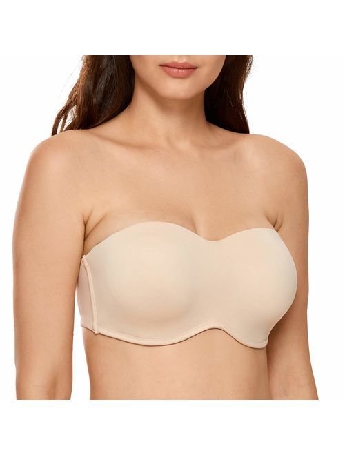 Buy DELIMIRA Women's Seamless Underwire Bandeau Minimizer Strapless Bra for  Large Bust online