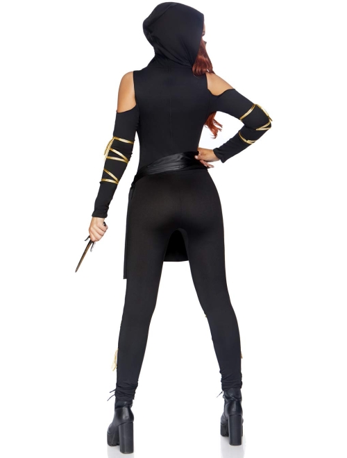 Leg Avenue Women's 3 Pc Stealth Ninja Costume with Catsuit, Waist Sash, Face Mask