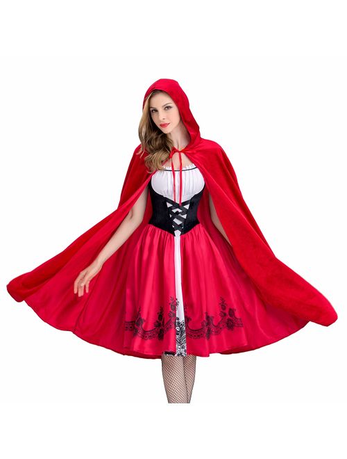 Soyoekbt Women's Little Red Riding Hood Costume Halloween Cloak Cosplay