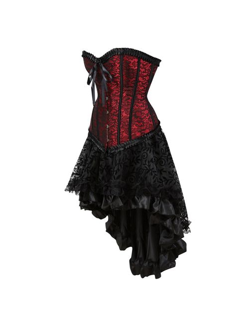 Buy Kranchungel Steampunk Corset Skirt Renaissance Corset Dress for ...