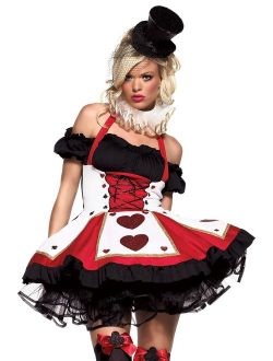 Women's 2 Piece Pretty Playing Card Costume Includes Dress And Neck Piece