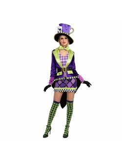 Crazy Mad Hatter Purple Victorian Circus Halloween Costumes for Women