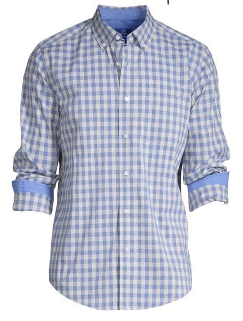 George Men's Regular Fit Long Sleeve Plaid Poplin Shirt (Medium 38/40, Blue Check)