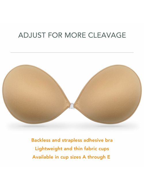 Wingslove Adhesive Bra Reusable Strapless Self Silicone Push-up Invisible Sticky Backless Bra