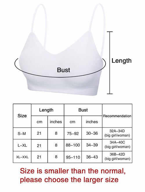 Boao 3 Pieces V Neck Tube Top Bra Seamless Padded Camisole Bandeau Sports Bra Sleep Bra with Elastic Straps