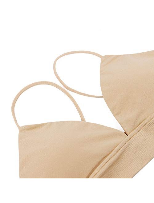 INIBUD Bralette for Women Triangle Cups Removable Padded Wire Free Pull On Closure