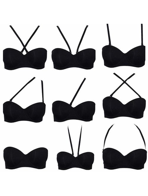 Strapless Convertible Pushup Bra Heavily Padded Lift Up Supportive Add Two Cup Multiway Tshirt Bras