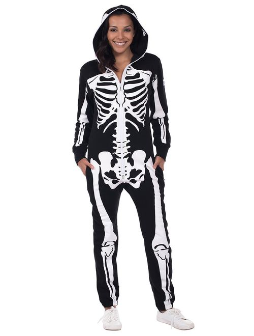 Tipsy Elves Women's Skeleton Halloween Costume with Back Printing - Skeleton Costume Jumpsuit Onesie Female