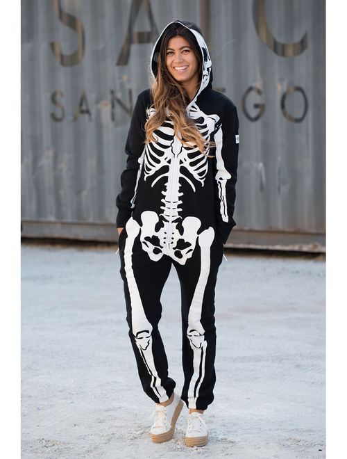 Tipsy Elves Women's Skeleton Halloween Costume with Back Printing - Skeleton Costume Jumpsuit Onesie Female
