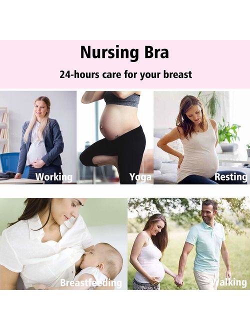 Vinfact Nursing Bra Women's Maternity Breastfeeding Bras Seamless Sports Pregnancy Bra with Pads Extenders