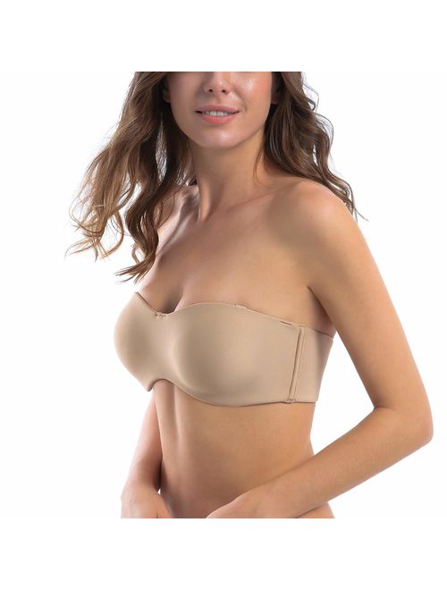 MELENECA Women's Strapless Bra for Large Bust Minimizer Unlined Bandeau with Underwire