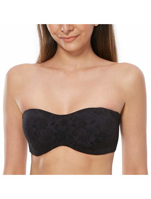 Buy MELENECA Women's Strapless Bra for Large Bust Minimizer Unlined Bandeau  with Underwire online