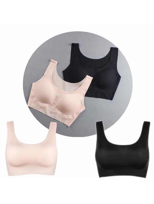 Buy PRETTYWELL Sleep Bras, Thin Soft Comfy Daily Bras, Seamless Leisure  Bras for Women, A to D Cup, with Removable Pads online