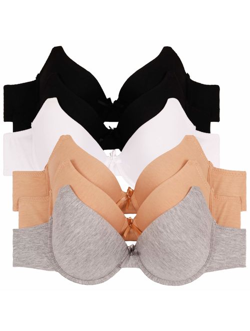 2ND DATE Women's Soft Touch Cotton Bras (Packs of 6) - Various Styles