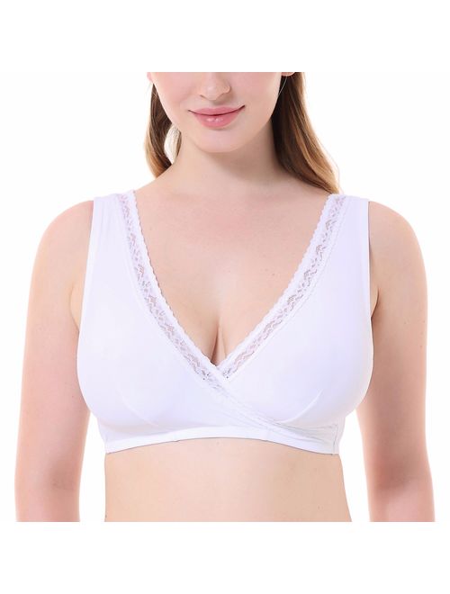 DELIMIRA Women's Gentle Comfortable Bras Sleep Plus Size Maternity Nursing Bra