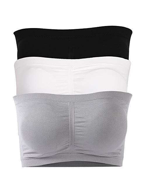 Time and River Women's Padded Bandeau Bra, Strapless Basic Layer Tube Top 1-4Pack