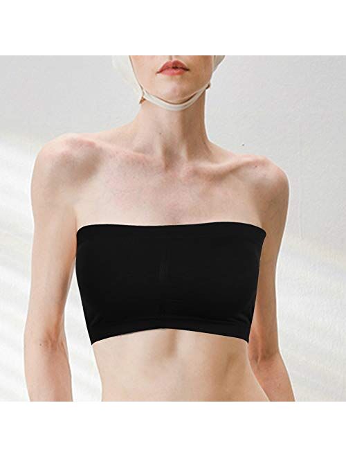 Time and River Women's Padded Bandeau Bra, Strapless Basic Layer Tube Top 1-4Pack