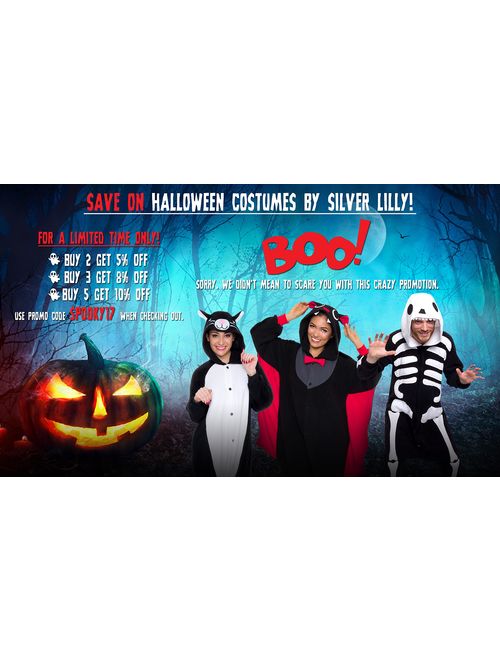 Silver Lilly Unisex Adult Pajamas - Plush One Piece Cosplay Panda Animal Costume