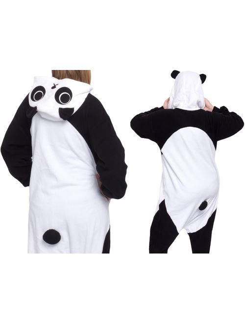 Silver Lilly Unisex Adult Pajamas - Plush One Piece Cosplay Panda Animal Costume