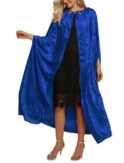 Women's Costume Full Length Crushed Velvet Hooded Cape