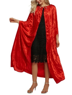Women's Costume Full Length Crushed Velvet Hooded Cape