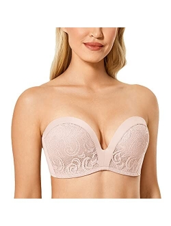 Women's Slightly Lined Lift Great Support Lace Strapless Bra
