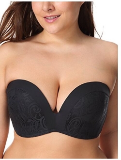 Women's Slightly Lined Lift Great Support Lace Strapless Bra