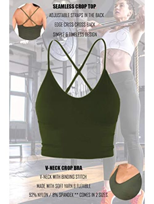 Women Longline Sports Bras - Padded Workout Yoga Gym Fitness Cami Crop Tops
