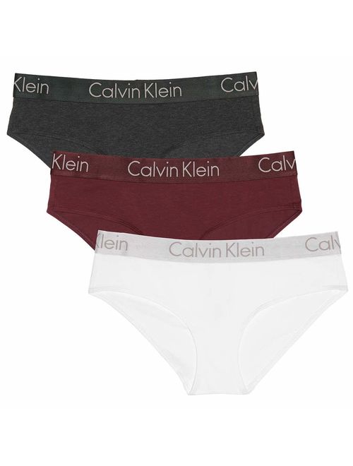 Calvin Klein Women's Hipster Underwear, 3-Pack (Medium), Maroon, White, Charcoal