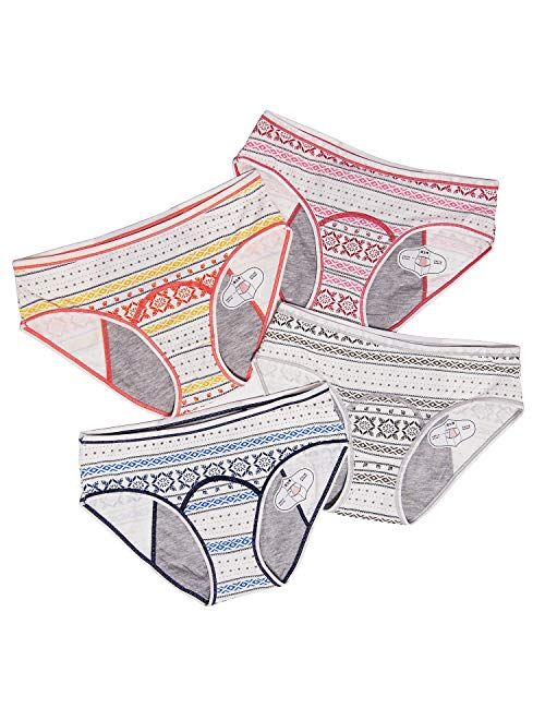 4 Pack Cotton Teen Girls Period Panties Leak Proof Menstral Underwear Women Heavy Flow Briefs