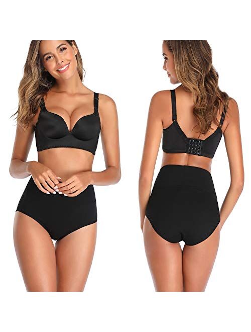 ANNYISON Womens Underwear, Soft Cotton High Waist Breathable Solid Color Briefs Panties for Women