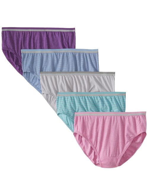 Fruit of the Loom Women's Plus Size "Fit For Me" Hi-Cut Panties 5 Pack Heather